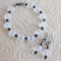 Many Moons White Frosted Beach Glass Bracelet and Earring Set