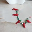 Hot Chili Pepper and Crystal Bead Bracelet