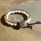 Cultured Freshwater Pearl Beaded Leather Wrap Bracelet