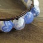 Faceted Blue Agate Beaded Leather Wrap Bracelet