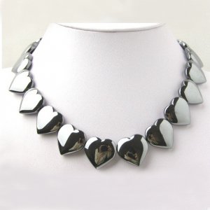 Cool Love Large Hematite Heart Bead Necklace