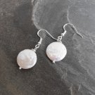Cultured Freshwater Coin Pearl Silver Dangle Earrings