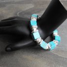 Sparkly Turquoise Cube and Crystal Bracelet