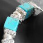 Sparkly Turquoise Cube and Crystal Bracelet