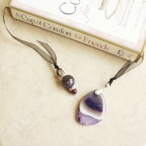 Purple Amethyst Gemstone Beaded Bookmark Jewel Book Thong