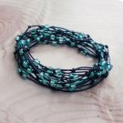 Turquoise Seed Beaded Birds Nest Leather Wrap Bracelet