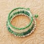 Green Multi-Layer Glass and Matte Agate Beaded Bracelet
