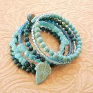 Turquoise Multi-Layer Glass and Amzonite Beaded Bracelet