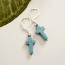 Small Turquoise Stone Cross Earrings II