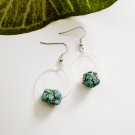 Silver Hoop Earrings with Turquoise Nugget Beads