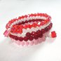 Cherry Red Multi-Layer Glass and Cat's Eye Beaded Wrap Bracelet