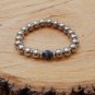 Frosted Agate and Silver Bead Bracelet