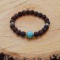 Mens Brown Lava Stone and Turquoise Bracelet