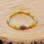 Mens Yellow Aagate and Fossil Agate Beaded Bracelet