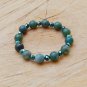Green Moss Agate and Crystal Bracelet