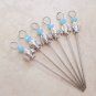 Beaded Party Appetizer Picks Silver Tropical Fish Set of 6