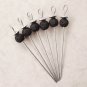 Party Appetizer or Cocktail Picks Black Hawaiian Lava Rock Beaded Set of 6