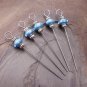 Blue Rhinestone Studded Pearly Party Appetizer Food Picks Set of 5