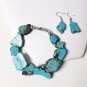 Free-Form Turquoise Slab Bracelet and Earring Set