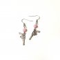 Pink Loaded Gun Pistol Revolver Earrings Silver Gun Metal