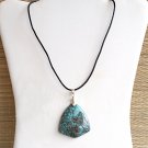 Turquoise Sea Sediment Pendant Leather Necklace