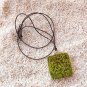 Real Moss Necklace Silver Pendant Nature Lovers with Leather Cord
