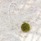 Small Real Moss Necklace Silver Pendant Nature Lovers with Leather Cord