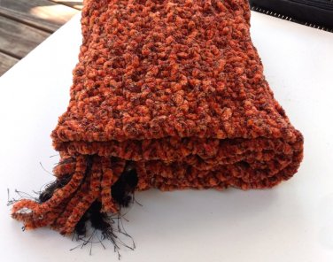 Large Luxury Scarf or Stole Super Soft Chenille Terracotta Handmade
