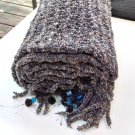 Luxury Scarf or Stole Super Soft Chenille Grey Turquoise Handmade