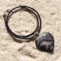Black Moonstone Jasper Heart Pendant Leather Necklace
