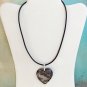 Black Moonstone Jasper Heart Pendant Leather Necklace