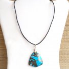 Pyrite Turquoise Focal Pendant Leather Necklace