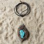 Texas Driftwood Pendant Leather Necklace Turquoise I Handmade