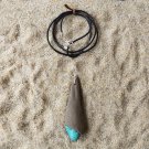 Texas Driftwood Pendant Leather Necklace Turquoise III Handmade