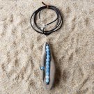 Handmade Texas Driftwood Pendant Leather Necklace Bue Agate