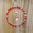 Frog Suncatcher Handmade Glass Beaded Wire Wrapped Red