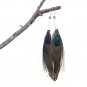 Peacock Feather Earrings Extra Long Blue Green Brown 8 Inch