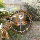 Beaded Dragonfly Suncatcher Wire Wrapped Rust Brown