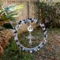 Beaded Cross Prism Suncatcher Wire Wrapped Silver Black