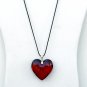 Beautiful Large Ruby Red Glass Heart Pendant Necklace