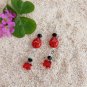 Beautiful Red Czech Glass Ladybug Beaded Dangle Drop Earrings