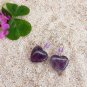 Beautiful Purple Amethyst Heart Dangle Drop Earrings