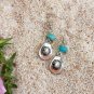 Silver Cowboy Hat Earrings with Turquoise Amazonite Pebbles