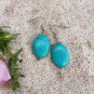Oval Block Turquoise Stone Dangle Earrings