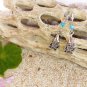 Mini Garden Gnome Earrings with Crystals Turquoise