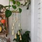 Turquoise Teal Beaded Patio Wind Chime with Brass Bells