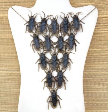 Fabulous Shocking Cockroach Bib Insect Necklace Kitch