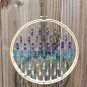 Round Wood Frame Beaded Mesh Wire Sparkling Glass Suncatcher Multicolor 10 Inches