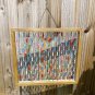 Wood Frame Beaded Mesh Wire Sparkling Glass Suncatcher Multicolor 16 Inches
