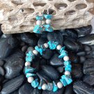 Blue Mosaic Turquoise Chip Bracelet and Earring Set